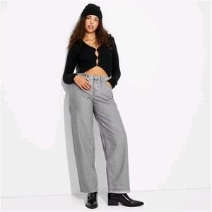 Wild Fable NWT 6 High Rise Wide Leg Glitter Jeans Gray Silver Sparkle Party Fun